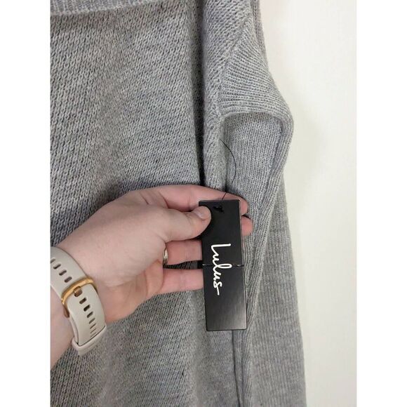 Lulus Tea Reader Light Grey Sweater Dress - Size M - Picture 5 of 7